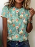 Regular Fit Animal Cotton Casual T-Shirt