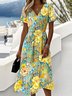 V Neck Gradient Pattern Regular Fit Casual Dress