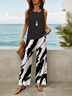 Women's Abstract Print Casual Vest Pants Two-Piece Set