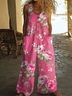 Women's H-Line Overall Crew Neck Daily Going Out Casual Printing Floral Summer Long Jumpsuit Romper