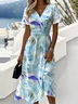 V Neck Casual Floral Dress