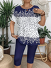 Women's Floral Print Casual Crew Neck Short Sleeve T-Shirt