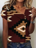 Women's Short Sleeve T-shirt Summer Color1 Geometric Buckle Asymmetrical Puff Sleeve Daily Going Out Vintage Top