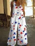 Regular Fit America Flag Casual Jumpsuit