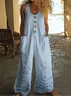 Women's H-Line Overall Crew Neck Daily Going Out Casual Printing Floral Summer Long Jumpsuit Romper