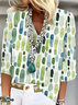 Print Casual V Neck Long Sleeve T-Shirt