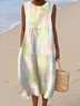 Regular Fit Colorblock Vacation Cotton Dress With No
