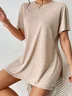 Women's Plain Daily Going Out Two-Piece Set Khaki Casual Summer Top With Pants Matching Set