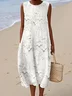 Regular Fit Striped Casual Crew Neck Dress With No