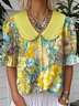 Shawl Collar Casual Loose Gradient Pattern Shirt