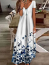 Women's Floral Print Casual V-Neck Short Sleeve Dress