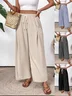 Women's  Elastic Waist H-Line Wide Leg Pants Daily Going Out Pants Black Casual Split Joint Plain Spring/Fall Pants
