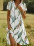 Women's Floral Print Lapel Short Sleeve Dress