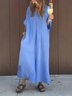 Casual Plain V Neck Maxi Dress