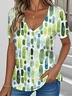 V Neck Simple Loose Jersey T-Shirt