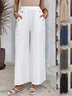 Women's  Elastic Waist H-Line Wide Leg Pants Daily Going Out Pants White Casual Split Joint Plain Spring/Fall Pants
