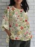 Crew Neck Loose Linen Blend Simple Shirt