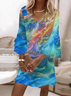 Women's Abstract Print V-Neck Dress