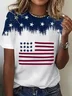 Women's Short Sleeve T-shirt Summer White Independence Day (Flag) Printing Crew Neck Daily Going Out Casual Top