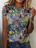 Casual Floral Crew Neck T-Shirt