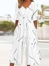 Casual V Neck Abstract Polka Dots Jumpsuit
