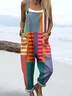 Women's H-Line Overall Square Neck Daily Going Out Casual Printing Striped Spring/Fall Long Jumpsuit Romper