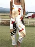 Square Neck Vacation Animal Regular Fit Jumpsuit