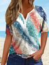 Women's Short Sleeve T-shirt Summer As Picture Abstract Printing Crew Neck Daily Going Out Casual Top