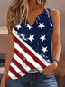 V Neck Cotton-Blend Vintage Independence Day Tank Top
