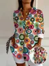 Women's Long Sleeve Shirt Spring/Fall As Picture Abstract Buckle Shirt Collar Daily Going Out Casual Top
