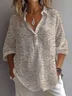 Women's Long Sleeve Shirt Spring/Fall Apricot Floral Printing Shirt Collar Daily Going Out Casual Top
