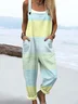 Women's H-Line Overall Square Neck Daily Going Out Casual Printing Striped Spring/Fall Long Jumpsuit Romper