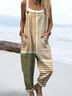Women's H-Line Overall Square Neck Daily Going Out Casual Printing Striped Spring/Fall Long Jumpsuit Romper