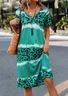 V Neck Casual Dress With No