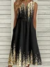 Casual Loose Buckle Notched Dress