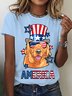 Golden Retriever American Flag Hat Glasses 4th of July Dog Cotton T-shirt