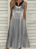 Loose Gradient Pattern Buckle Casual Dress