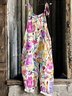 Regular Fit Spaghetti Floral Casual Jumpsuit