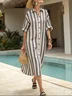 Cotton and linen women's resort shirt dress