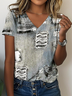 Loose V Neck Casual Jersey T-Shirt