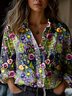 Loose Shirt Collar Casual Floral Shirt