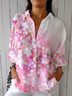 Casual Loose Floral Shirt Collar Shirt