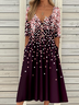 Casual Vintage Button Mid Sleeve Dress