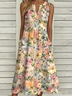 Casual Floral Notched Dress With No