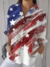 Women's Casual Cotton And Linen Independence Day Shirt