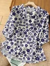 Women's Vintage Flower Art Print Casual Short Sleeve Shirt