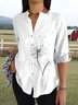 Women's Vintage Dandelion Art Print Casual Cotton Shirt