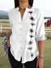 Women's Vintage Art Print Casual Cotton Shirt