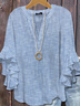 Casual Regular Fit Striped V Neck Blouse