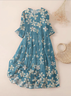 Casual Cotton Crew Neck Dress With No